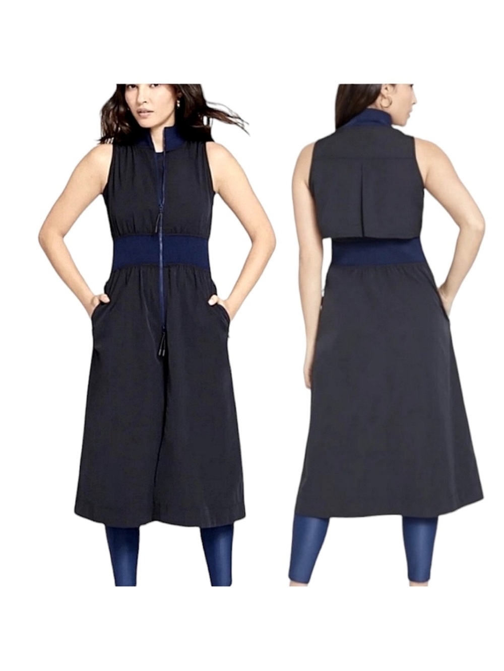 GSTQ Luv 2 Way Full Zip Black & Navy Dress Size XS